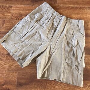 Vintage Jessica Hale high waisted linen cotton blend tan shorts in size M